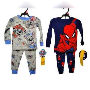 Marvel Spiderman & Paw Patrol Boys 2 Piece Pajama Sets NWT 18 Months